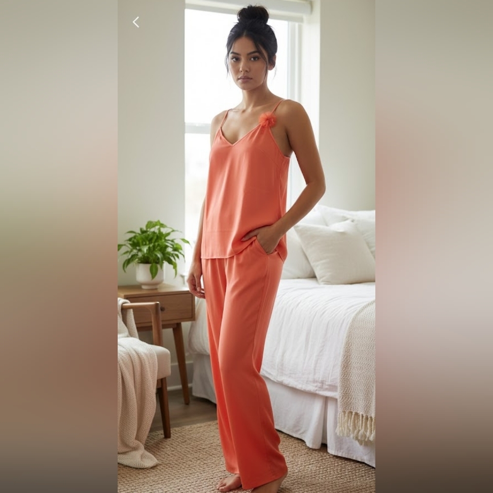 La Senza Orange Cami And Wide Leg Pants Set Size L